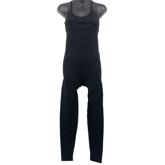 Pink Victorias Secret Women Size Small Black Full-Length Bodysuit Stretch EUC - Picture 1 of 6